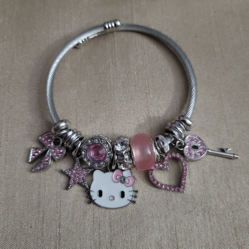 Hello Kitty pink & silver charm bracelet